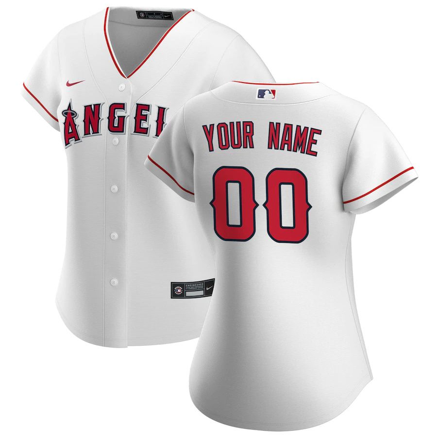 Womens Los Angeles Angels Nike White Home Replica Custom MLB Jerseys